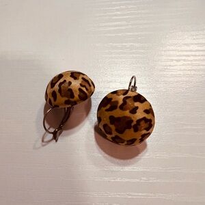 Leopard Print Button Earrings